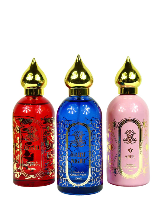 Set de 3 Parfumuri Arabesti premium – Gemina B. Areej, Khaltat Night si Hayati