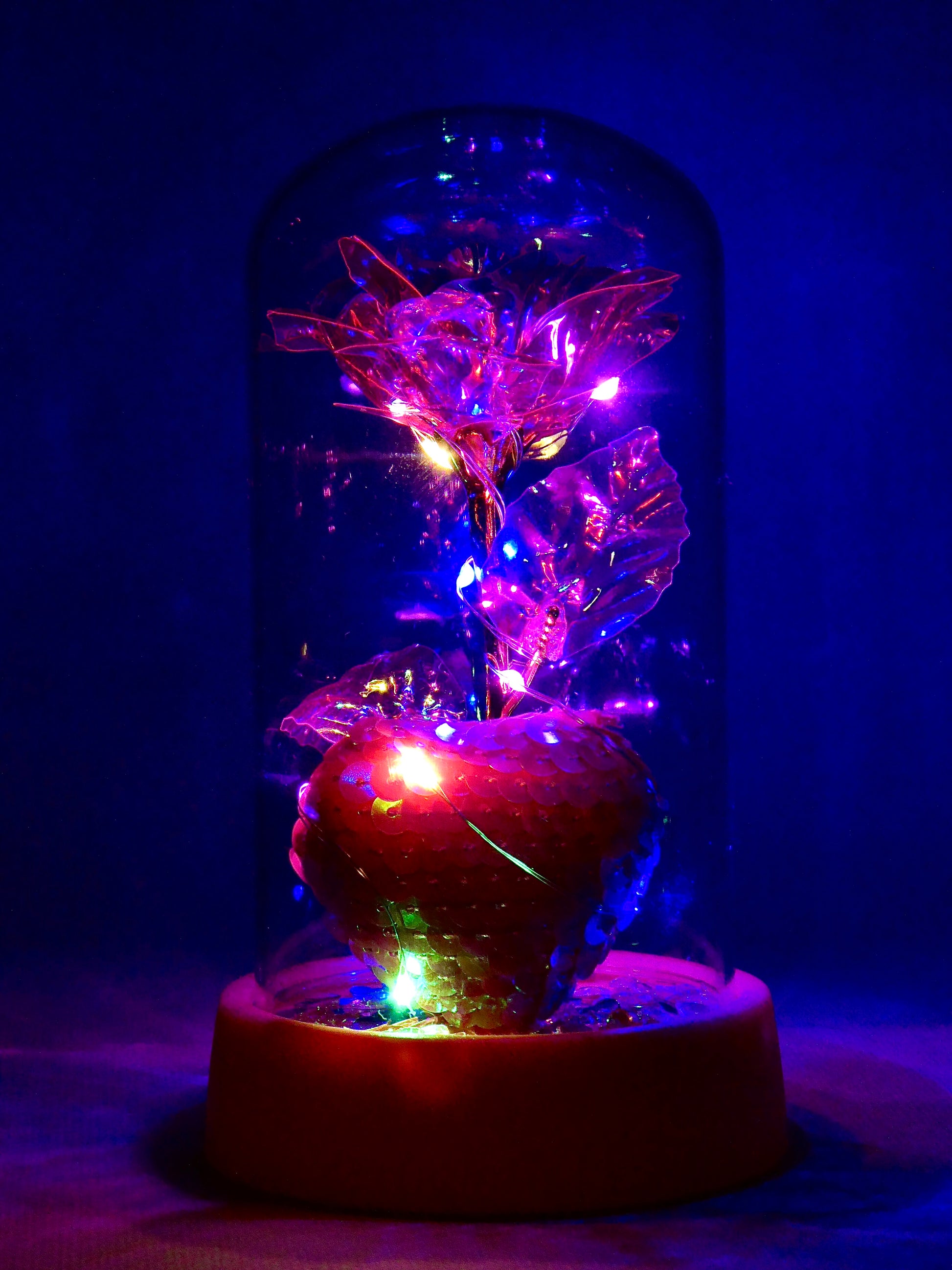 Trandafir cu Inima si Lumini LED