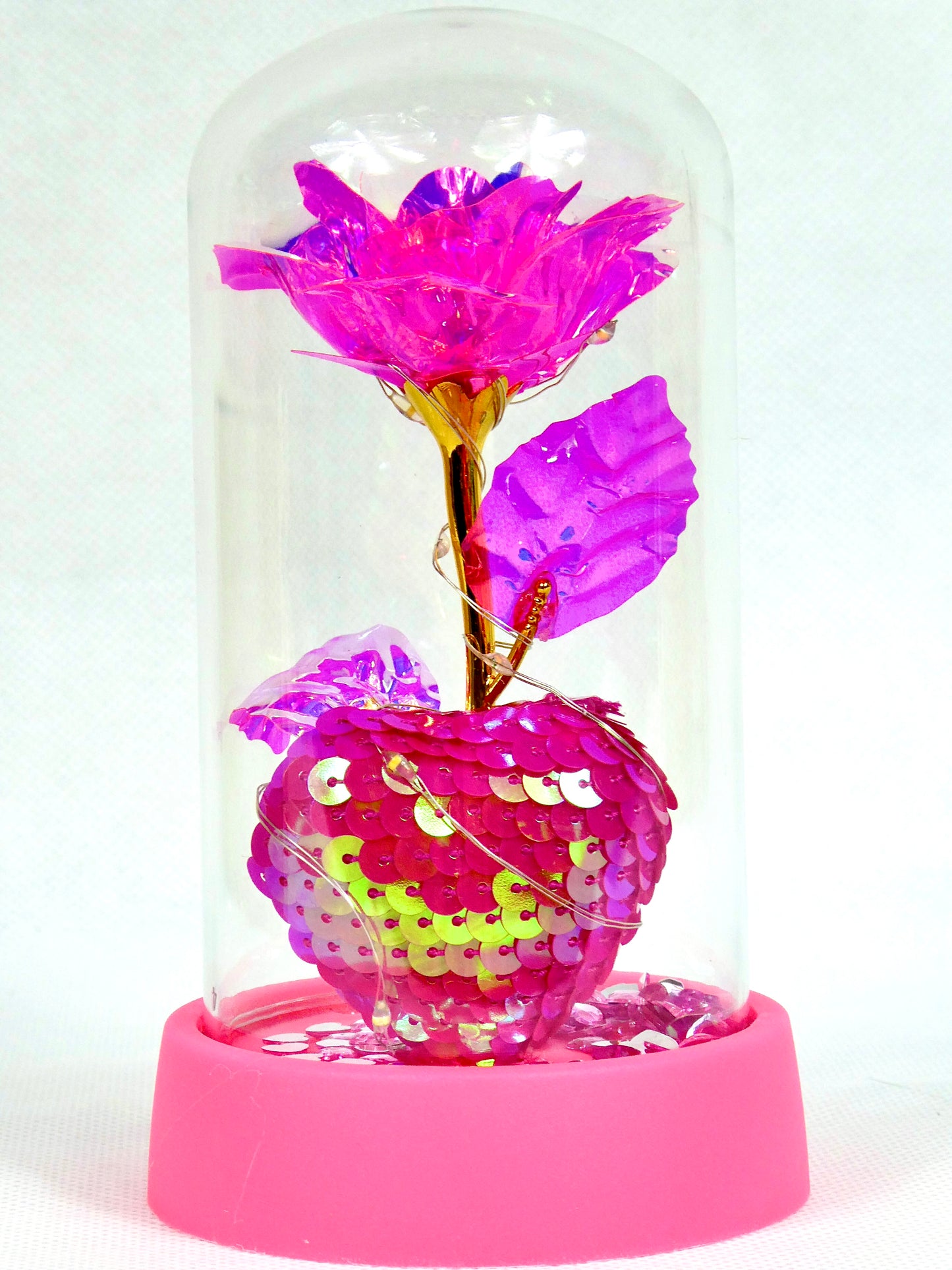 Trandafir cu Inima si Lumini LED stins