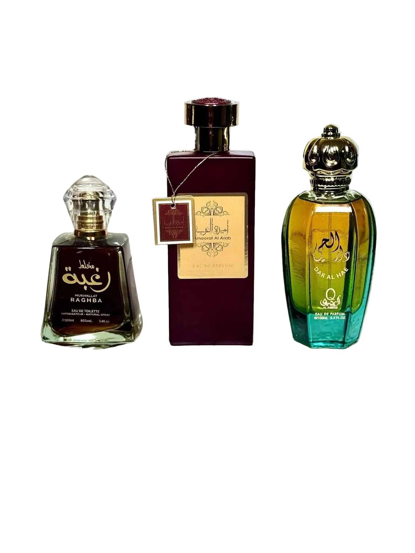 Set de 3 Parfumuri Arabesti Premium – Mukhallat Raghba, Ameerat Al Arab & Al Aqeeq Dar Al Hae - AlegeCadoul